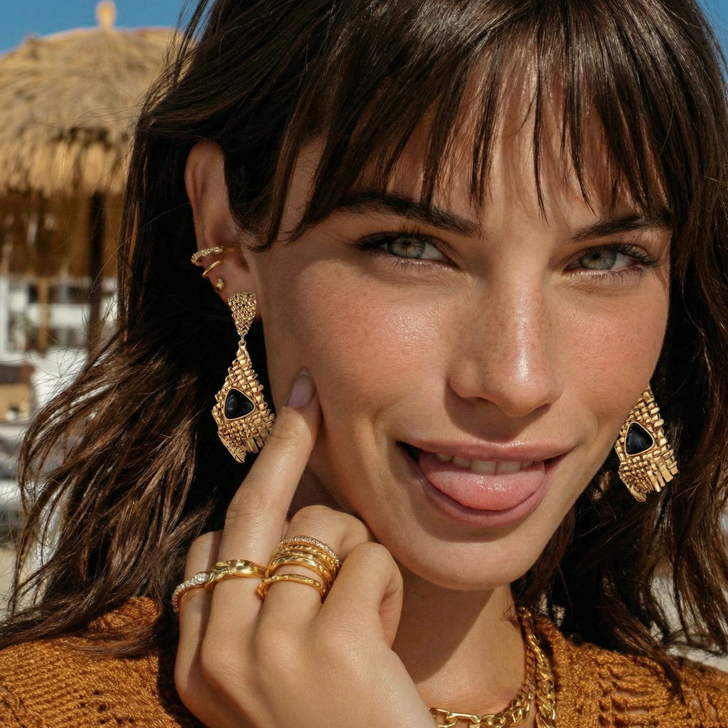 Grid Statement Earrings by Maison Arie