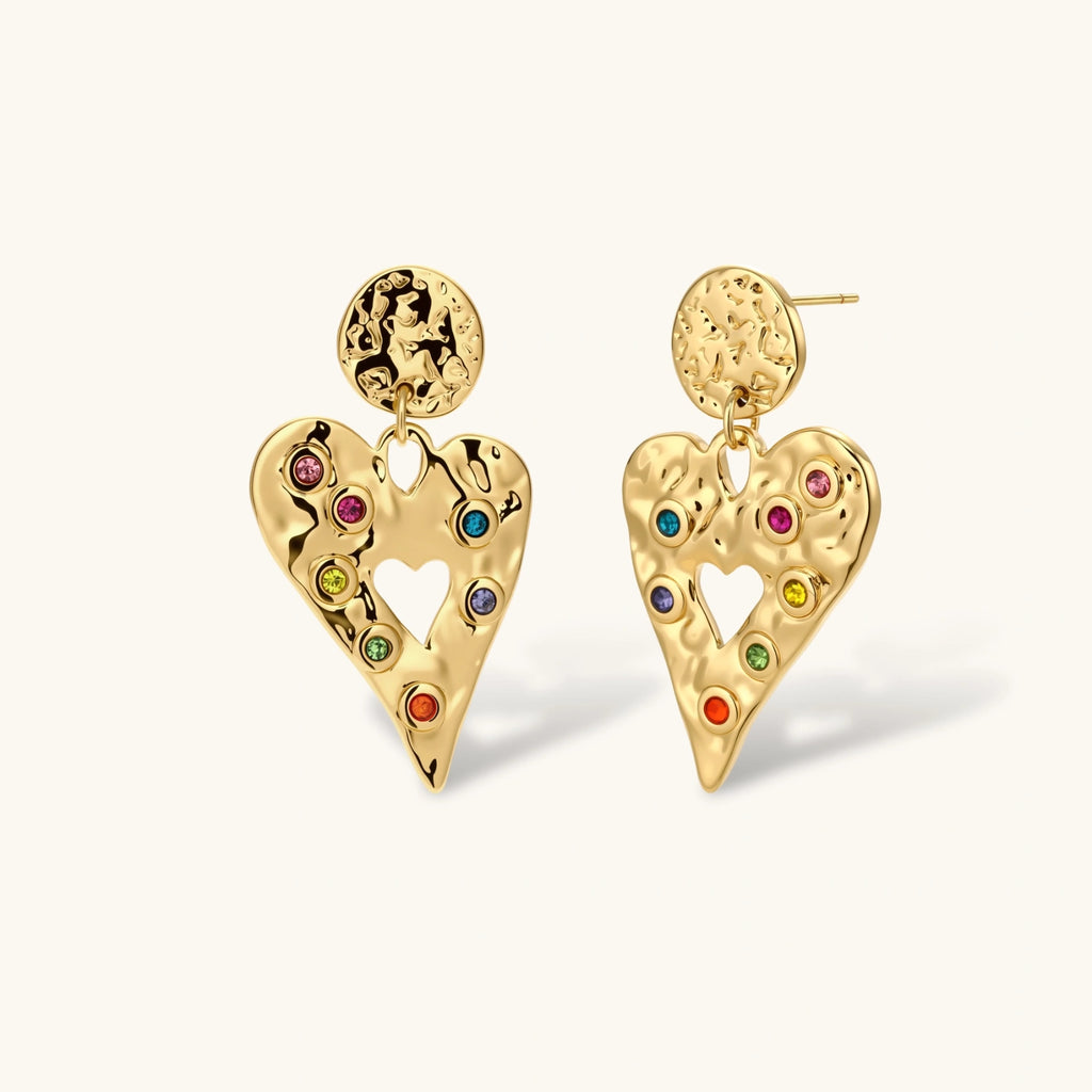 Rainbow Heart Drop Earrings by Maison Arie