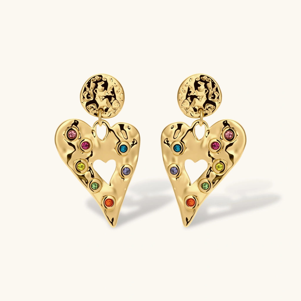 Rainbow Heart Drop Earrings by Maison Arie