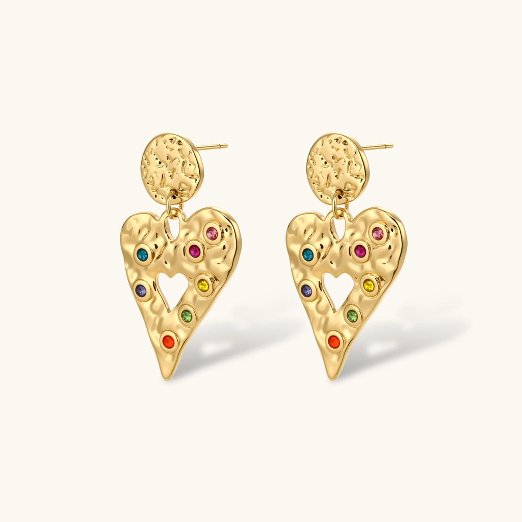Rainbow Heart Drop Earrings by Maison Arie