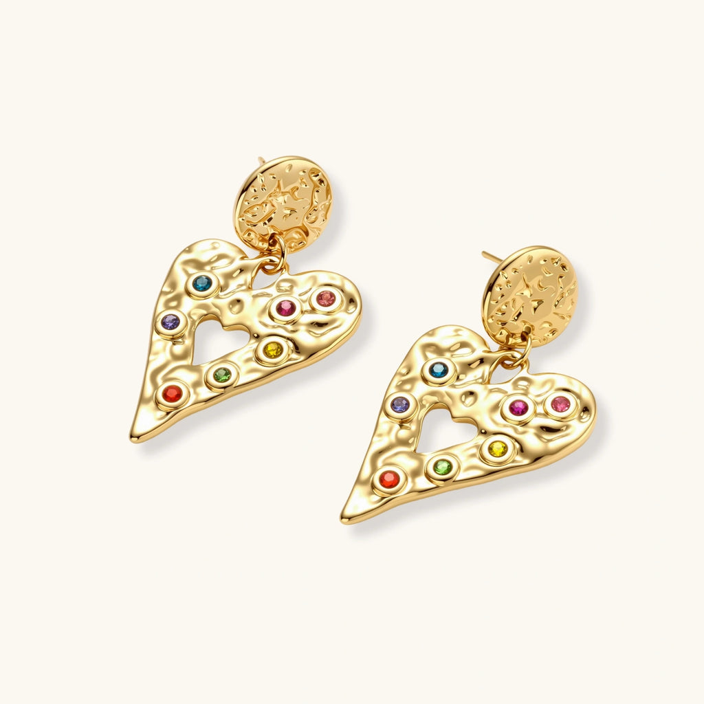 Rainbow Heart Drop Earrings by Maison Arie