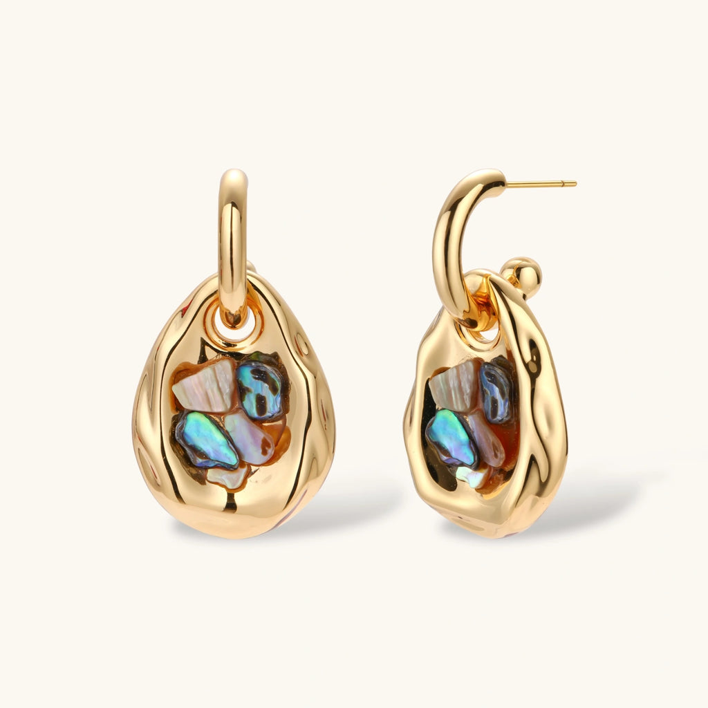 Shell Mosaic Convertible Hoops by Maison Arie