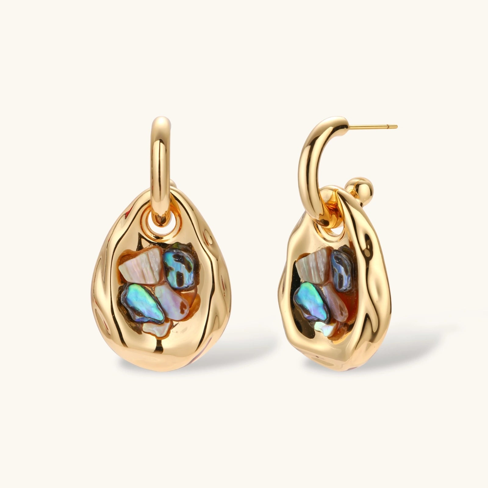 Shell Mosaic Convertible Hoops by Maison Arie
