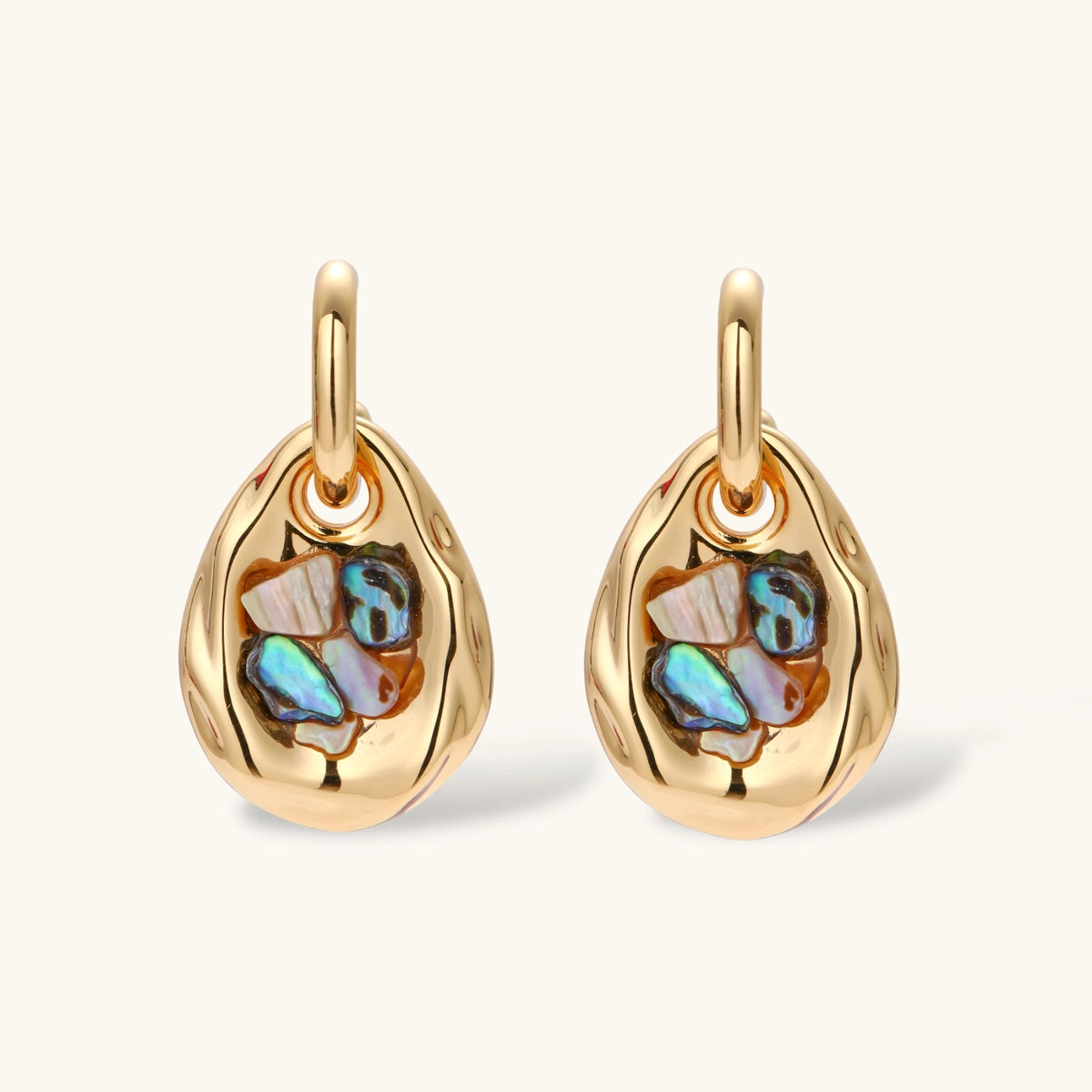 Shell Mosaic Convertible Hoops by Maison Arie