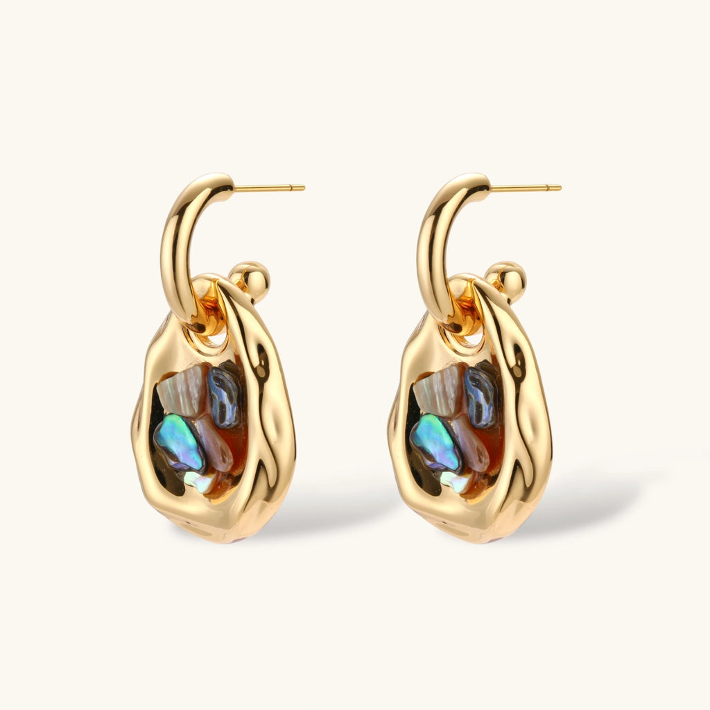 Shell Mosaic Convertible Hoops by Maison Arie