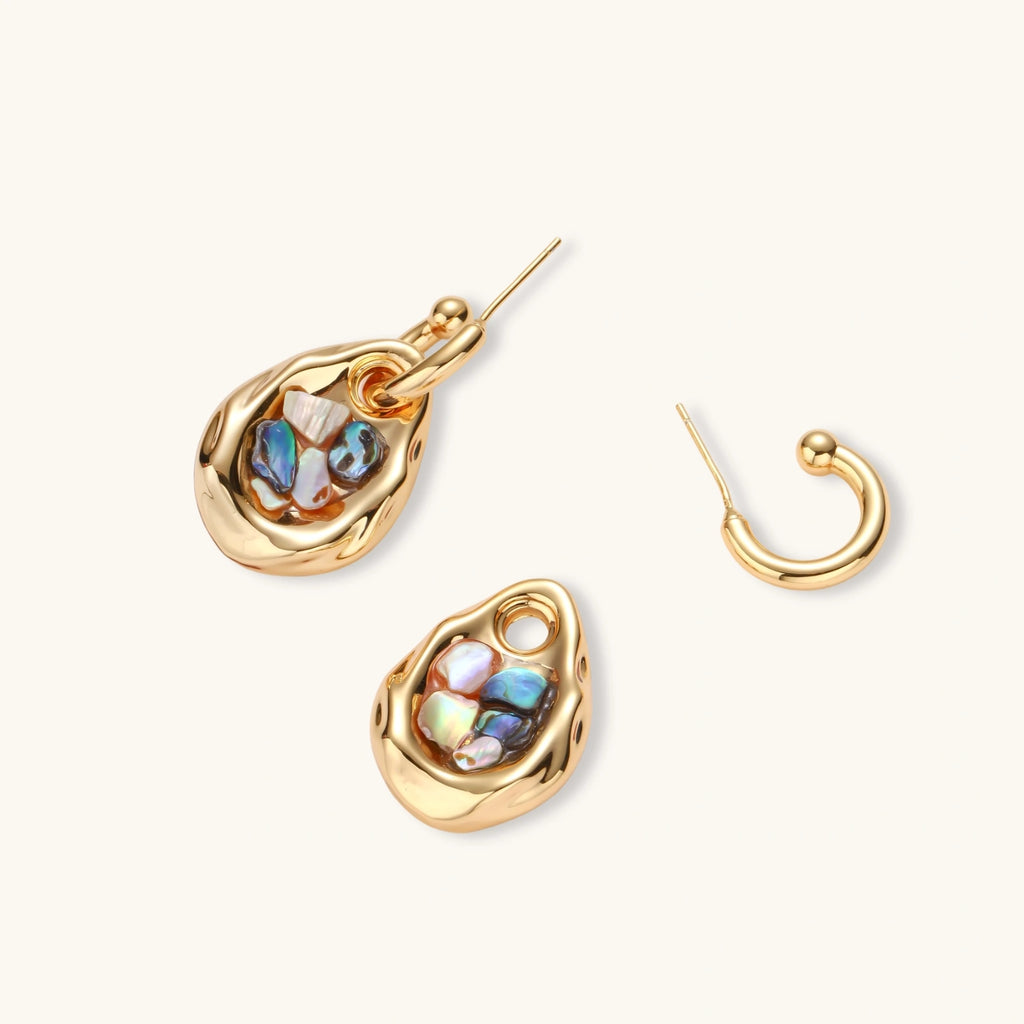 Shell Mosaic Convertible Hoops by Maison Arie